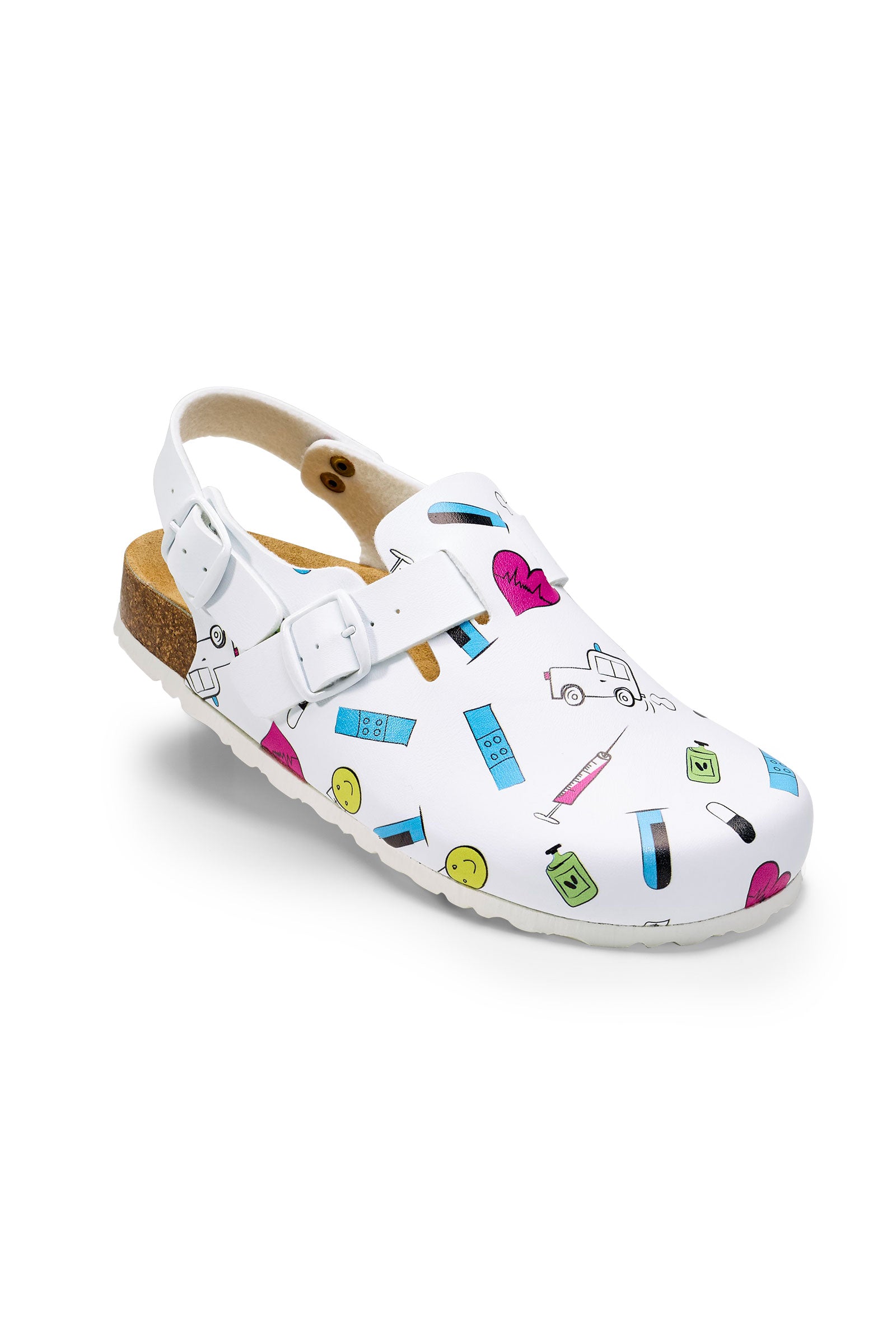 Damen Clog - Korkfussbett - Fersenriemen - bunt