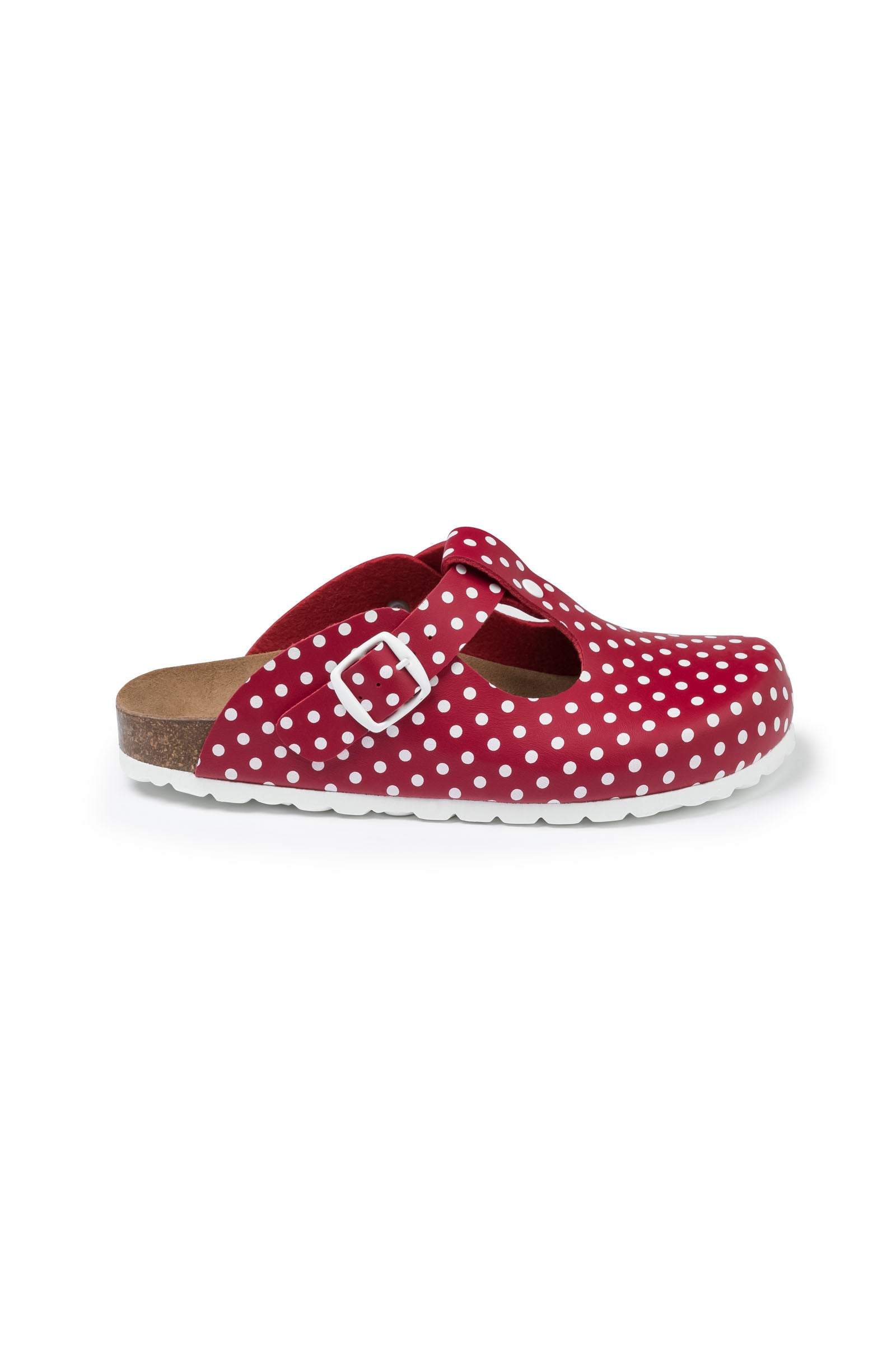 Damen Clog rot/weiss, Vue de face 