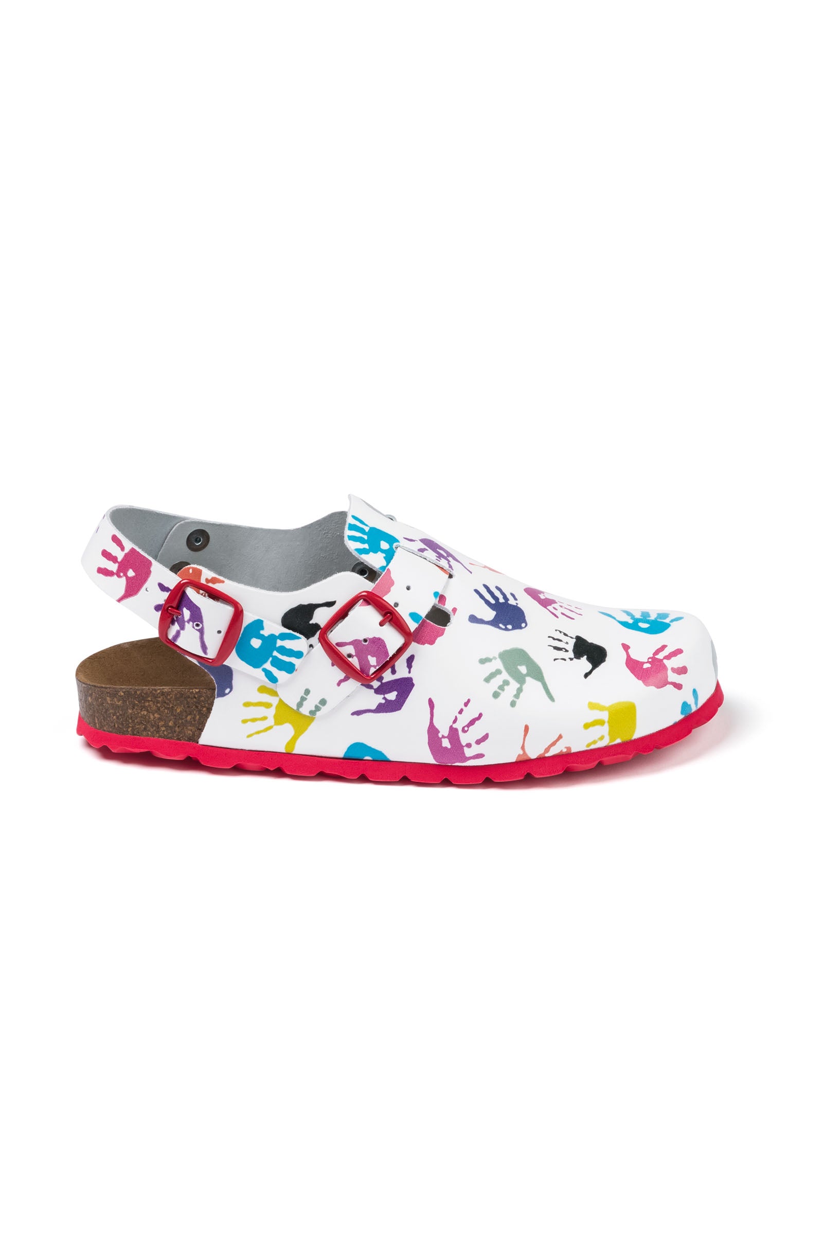 Damen Clog weiss/bunt, Vue de face 