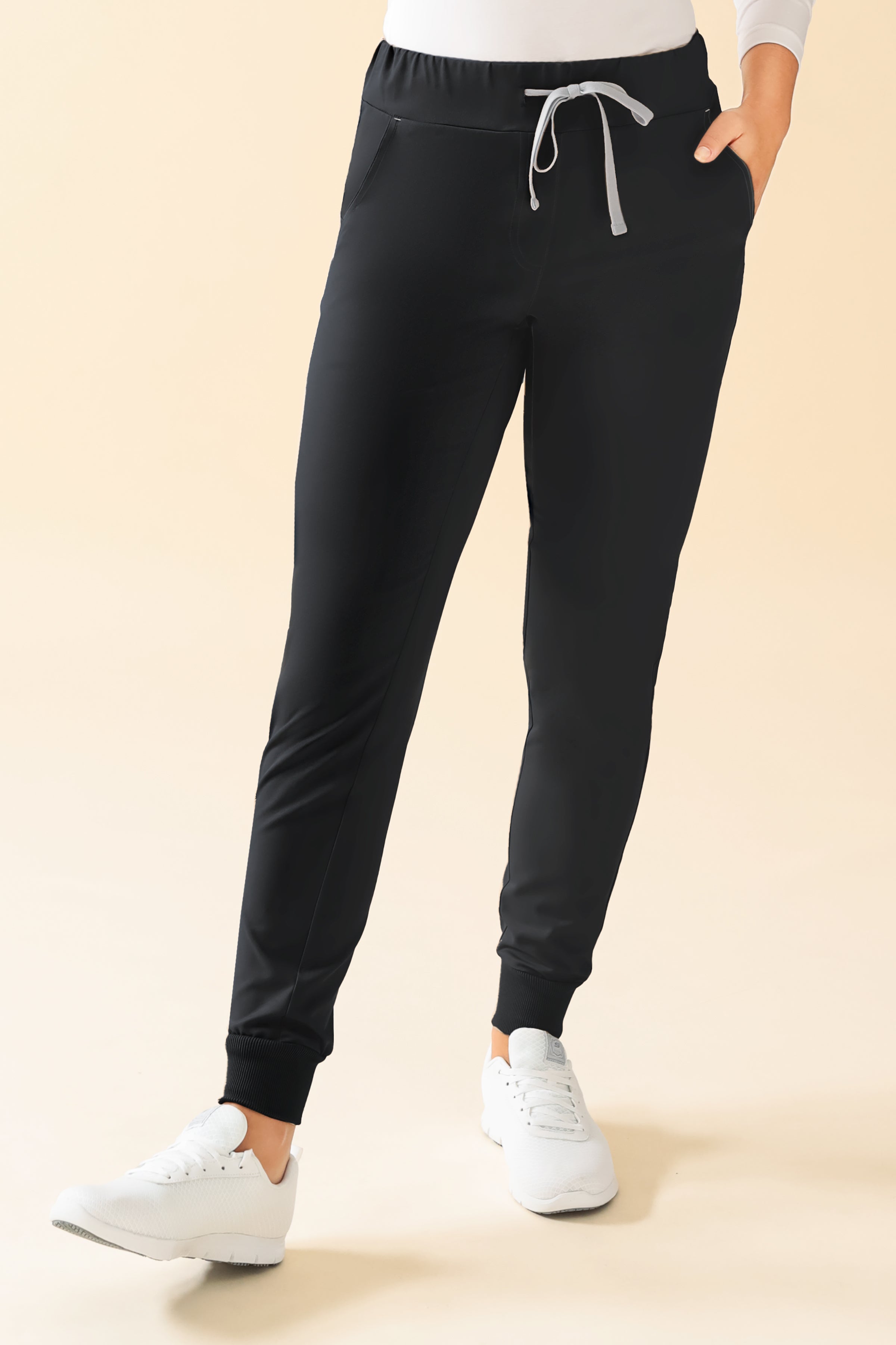 KAERE Hose Damen - Saumbündchen ohne Beintaschen schwarz