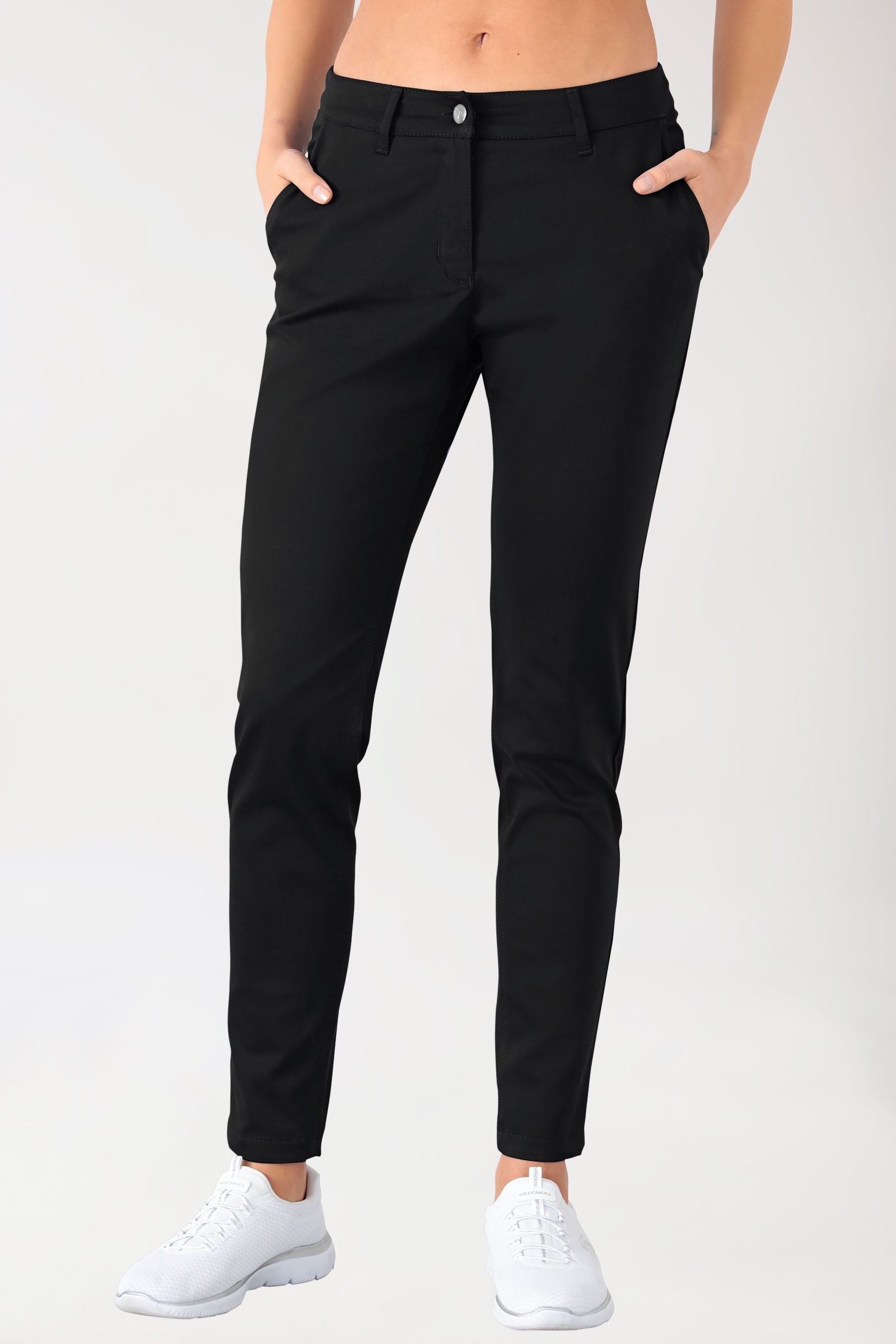 Stretch Hose Damen - Chino Style schwarz, Vue de face 