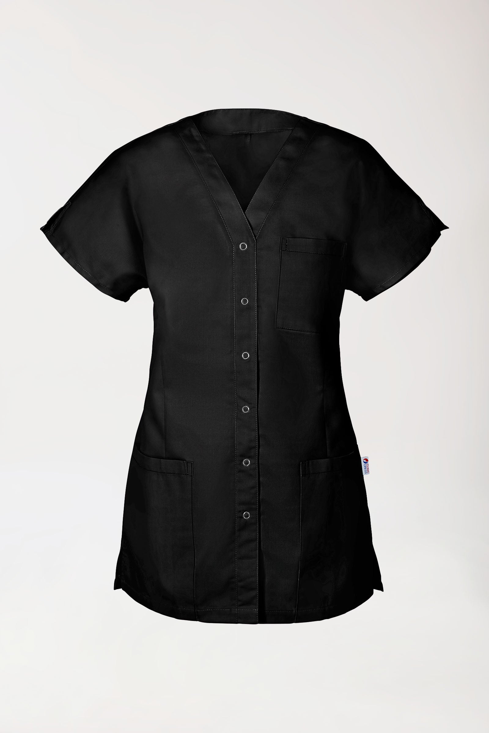 JUST STRONG Kasack Damen - durchgeknöpft schwarz, Vorderansicht 