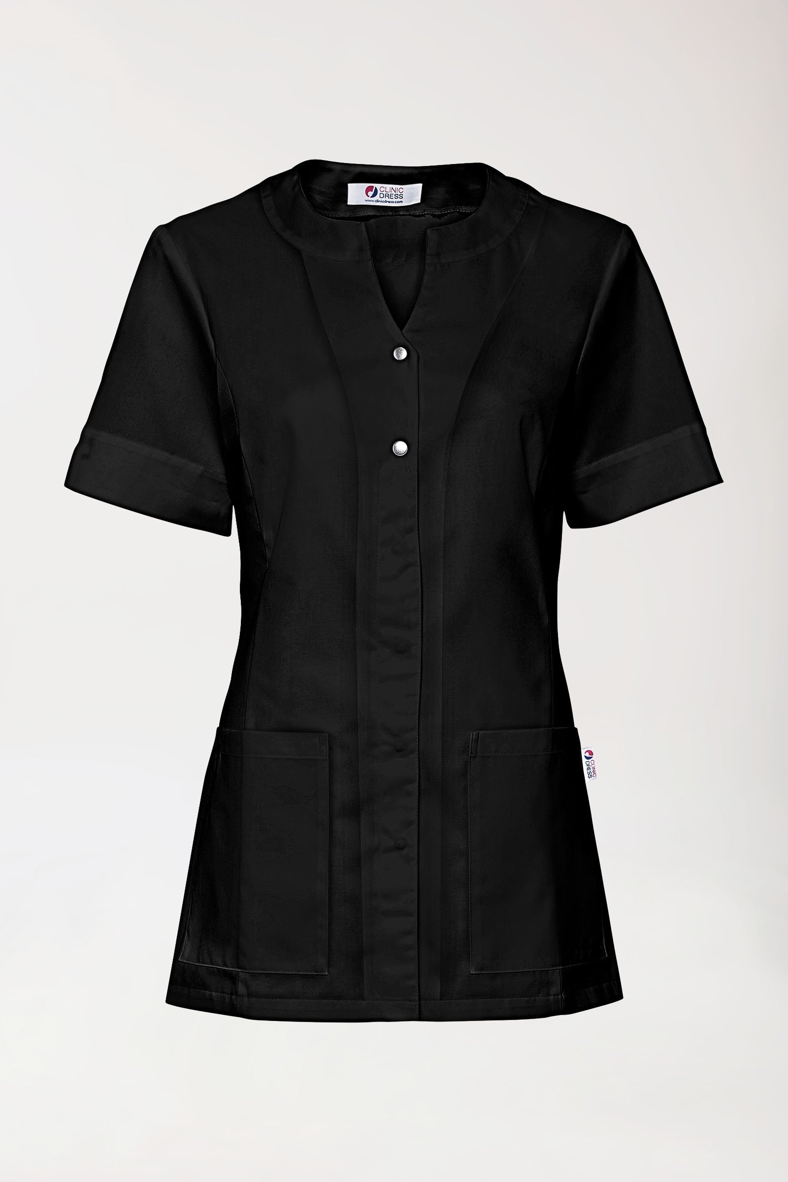 Beauty Kasack Damen - verdeckte Knopfleiste schwarz