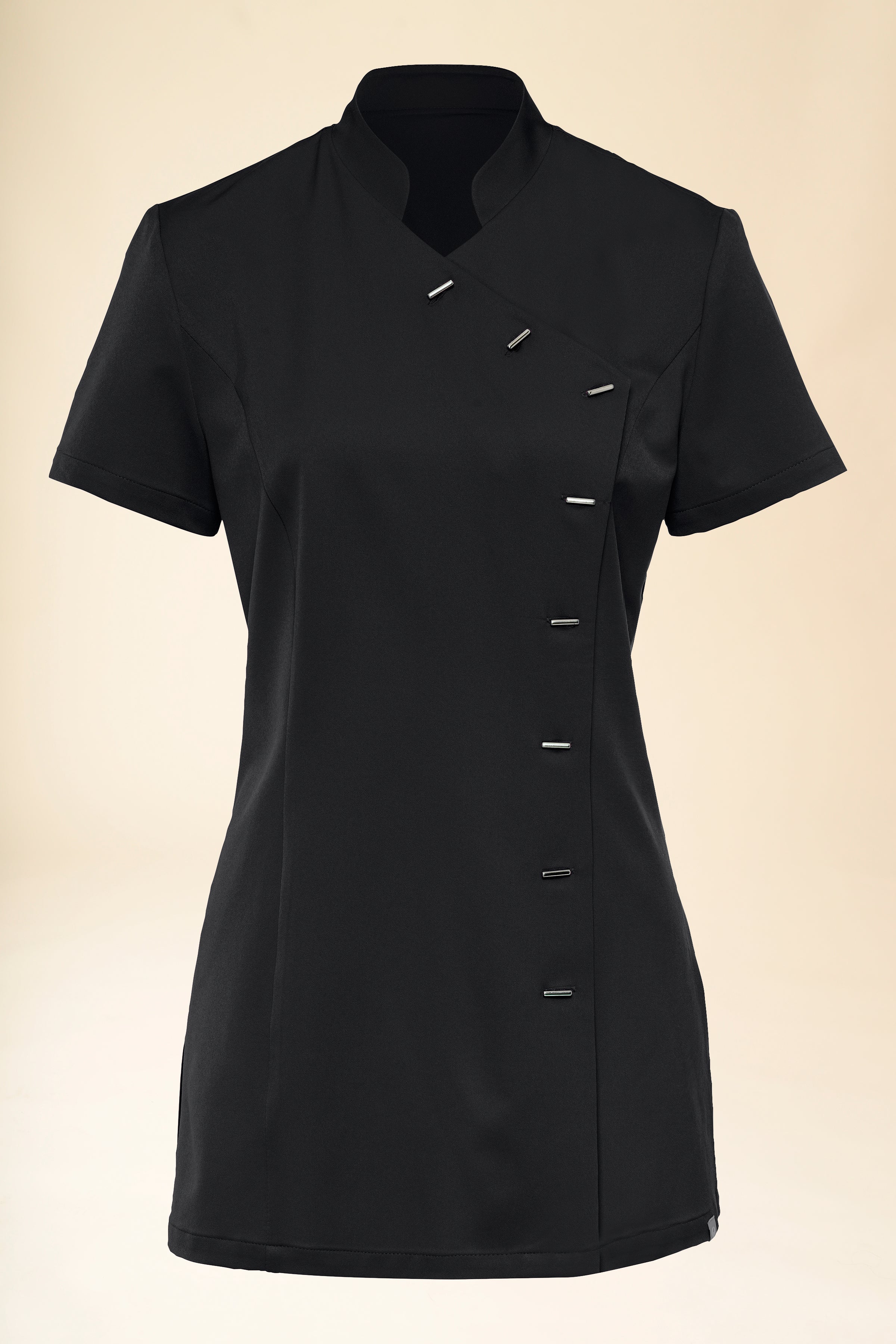 KAERE Kasack Damen - asymmetrische Knopfleiste schwarz