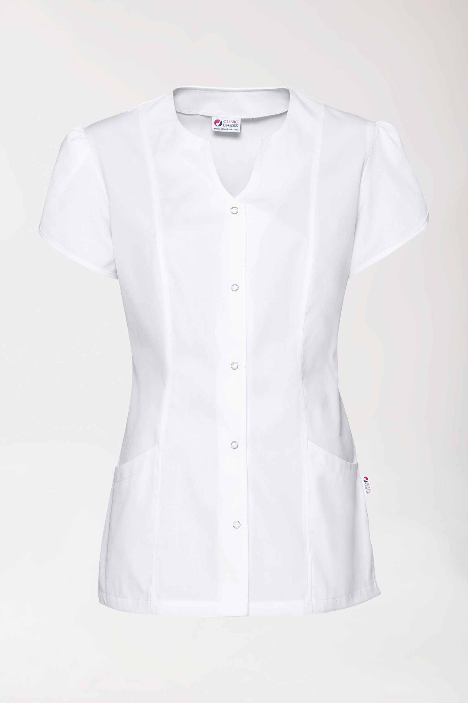 Beauty Kasack Damen - mit Puffärmel weiss, Vue de face 