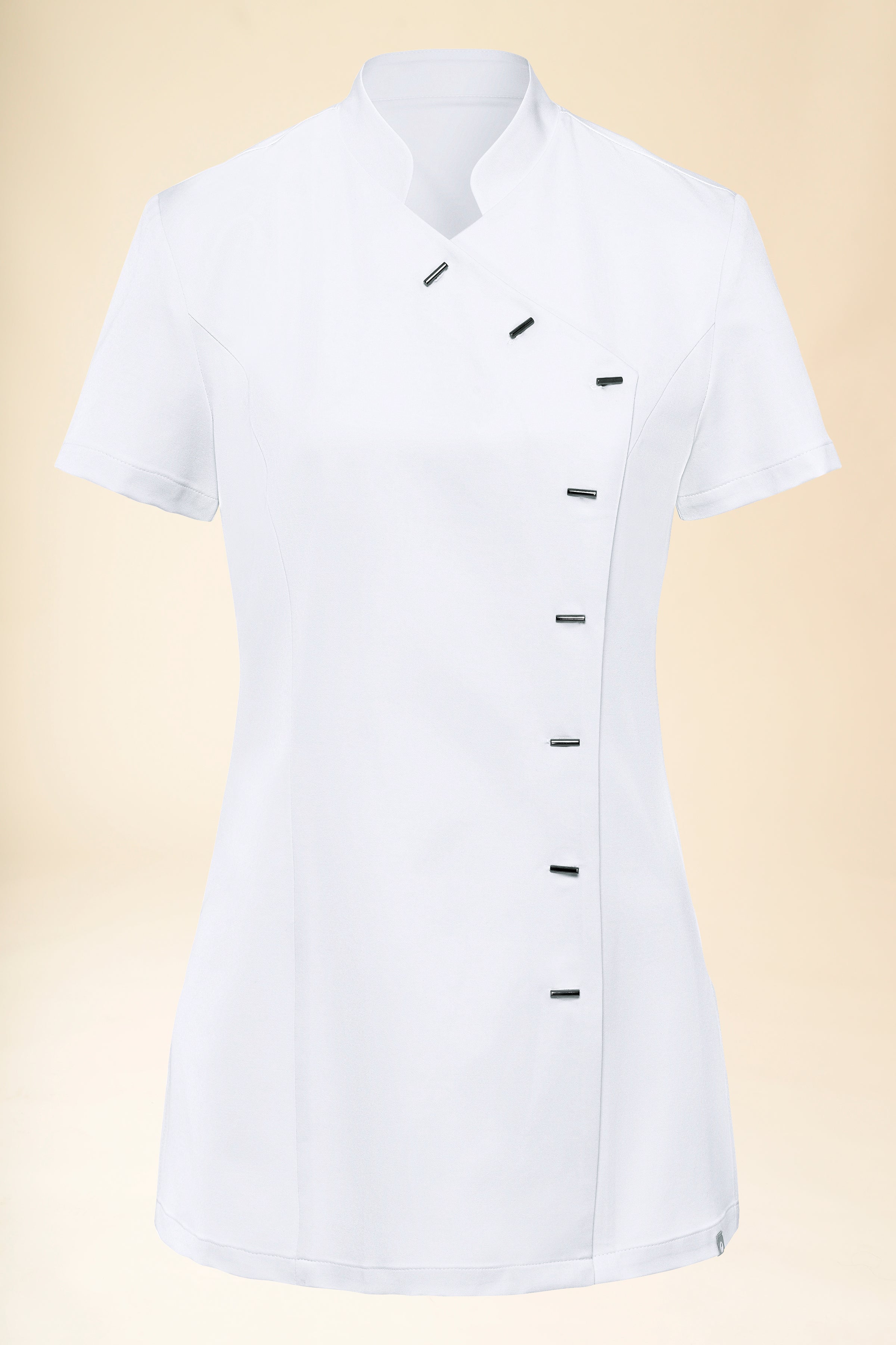 KAERE Kasack Damen - asymmetrische Knopfleiste weiss