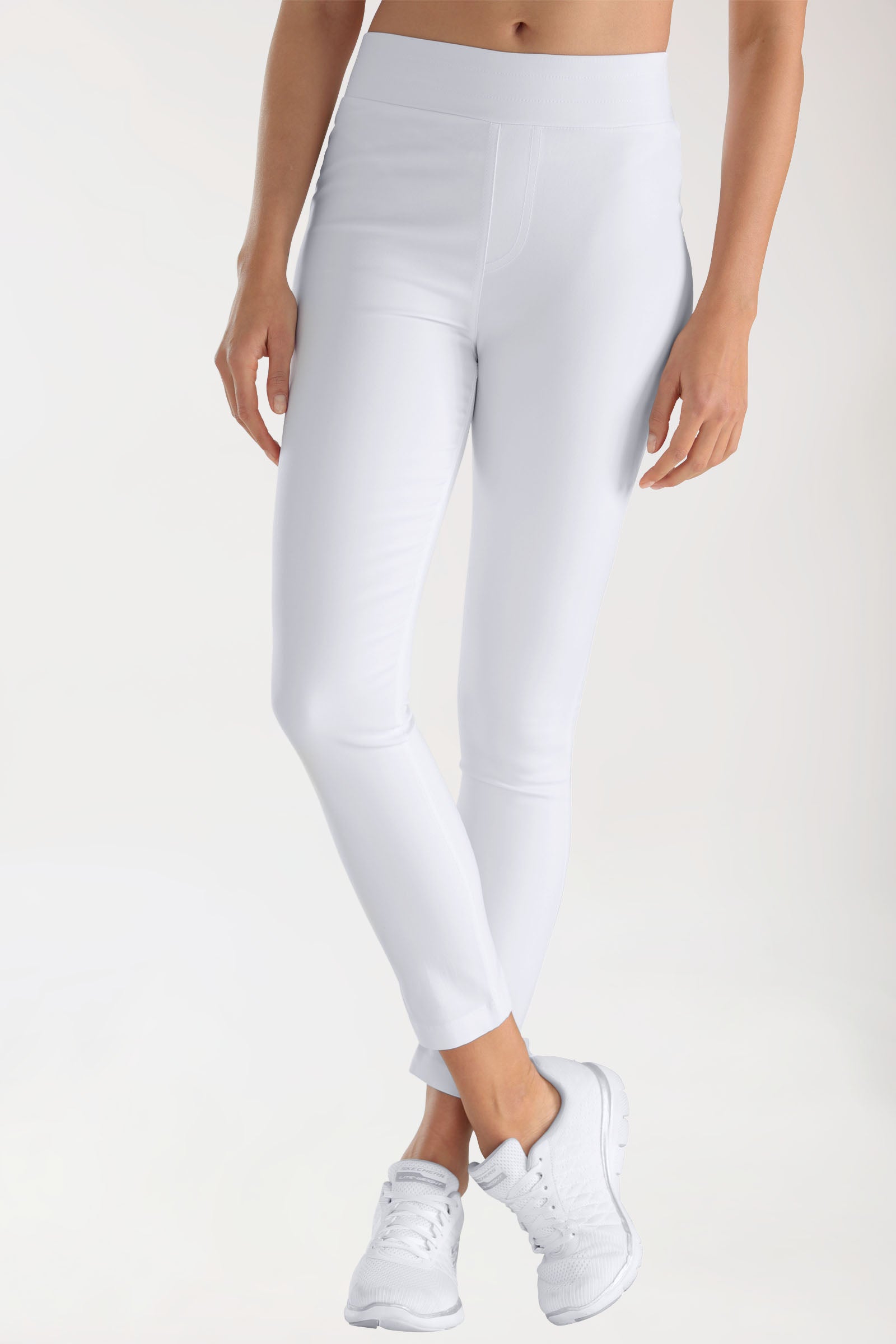 Comfort Stretch Hose Damen - Leggings 7/8 Länge weiss
