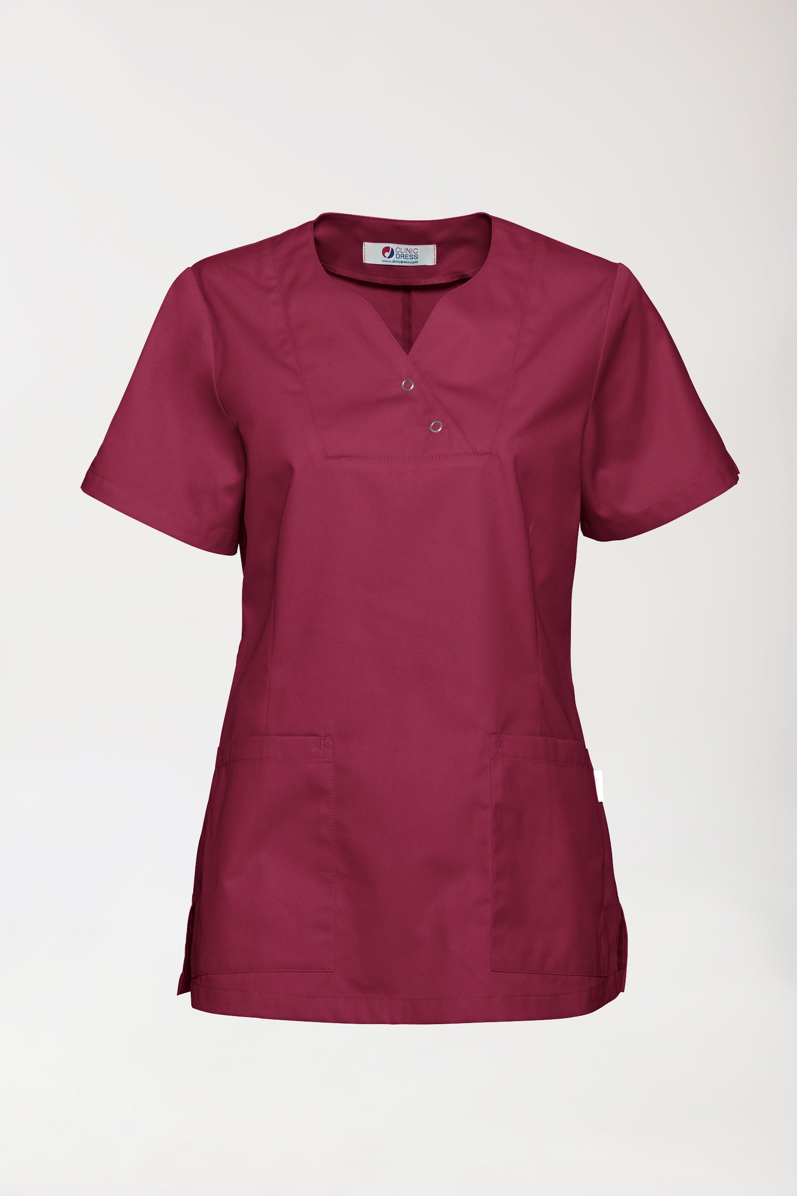 CORE Schlupfkasack Damen curved fit - mit Druckknöpfen bordeaux, Vue de face 