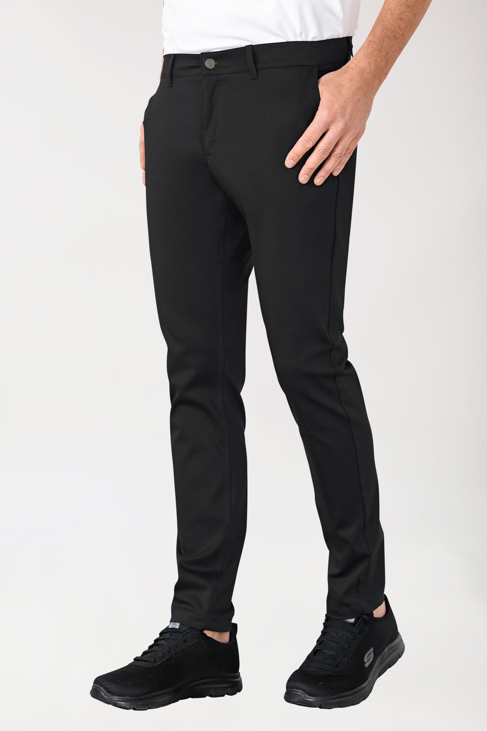 Stretch Hose Herren - Chino Style schwarz, Vue de face 