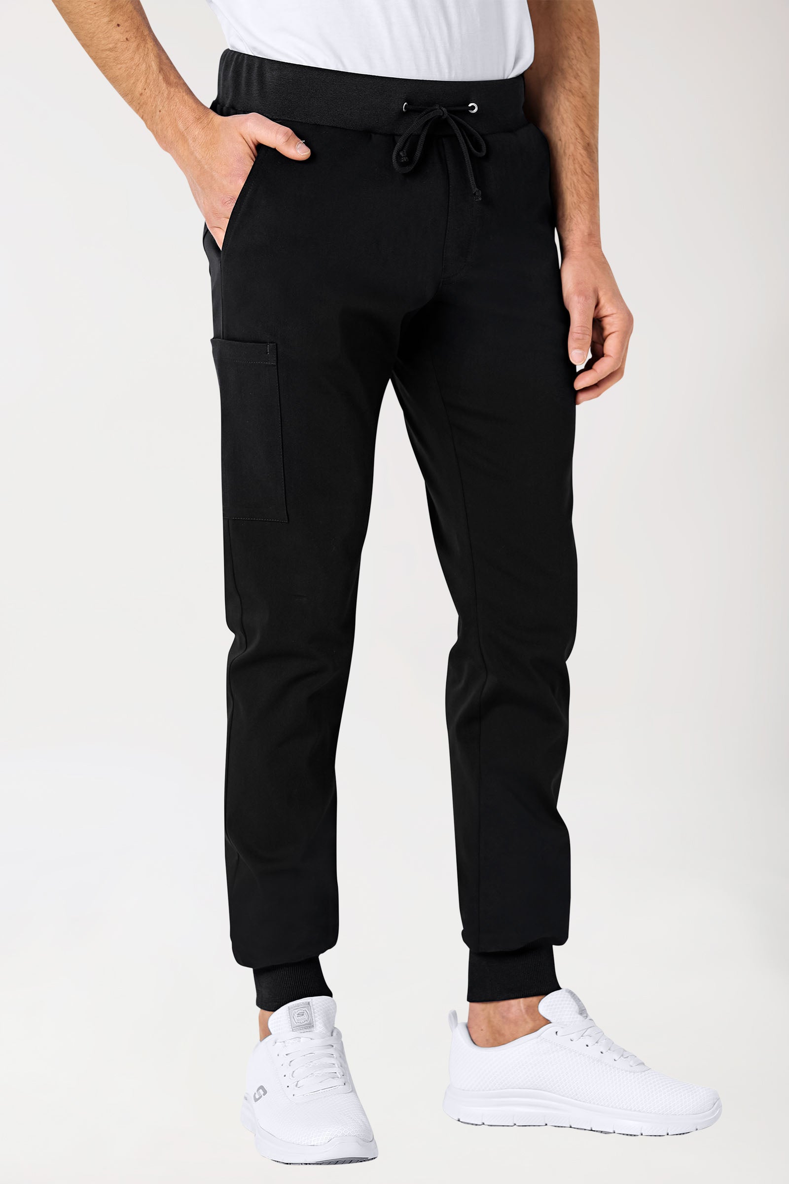 Stretch Hose Herren - Jogpants schwarz, Vue de face 