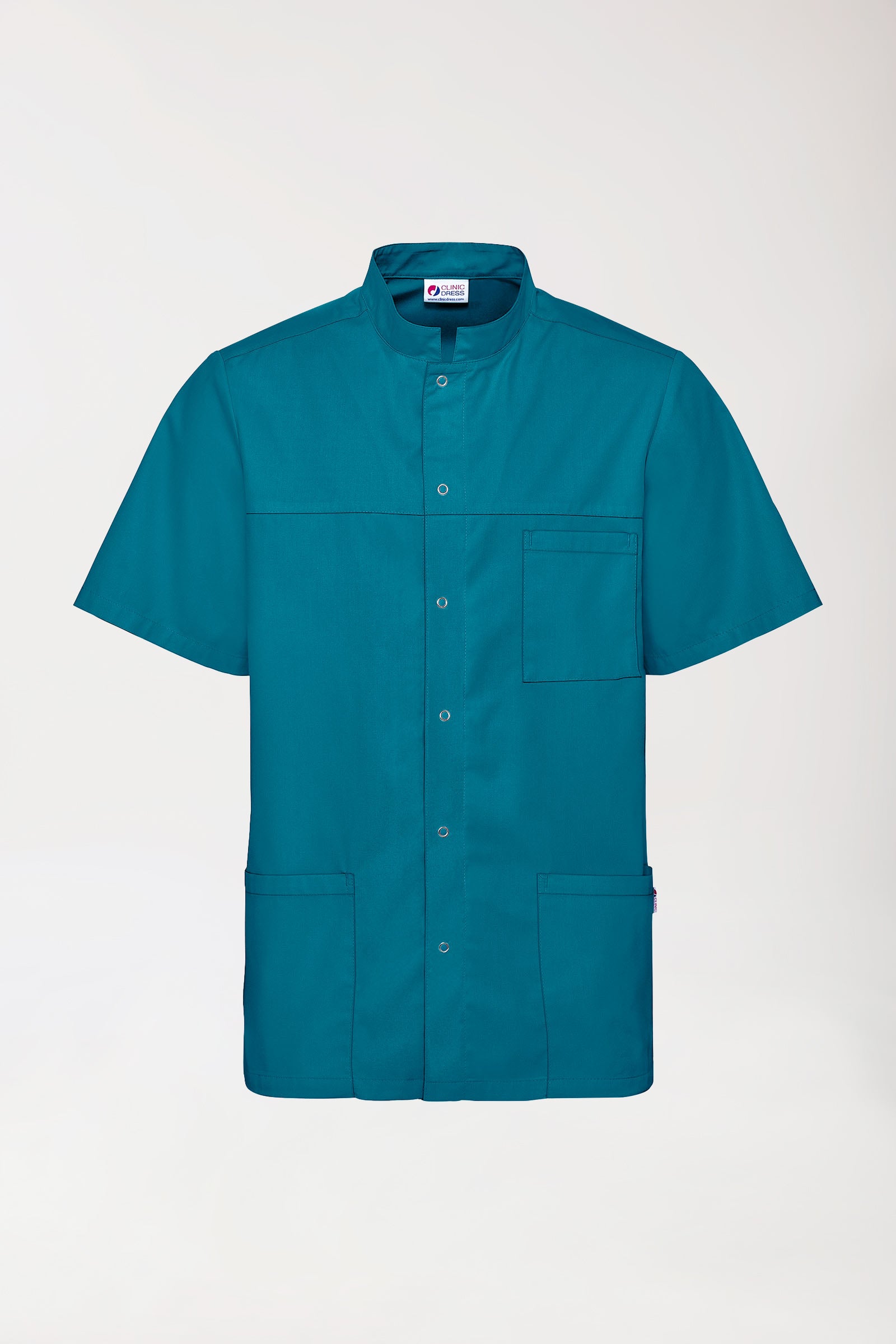 Stretch Kasack Herren - durchgeknöpft petrol, Vue de face 