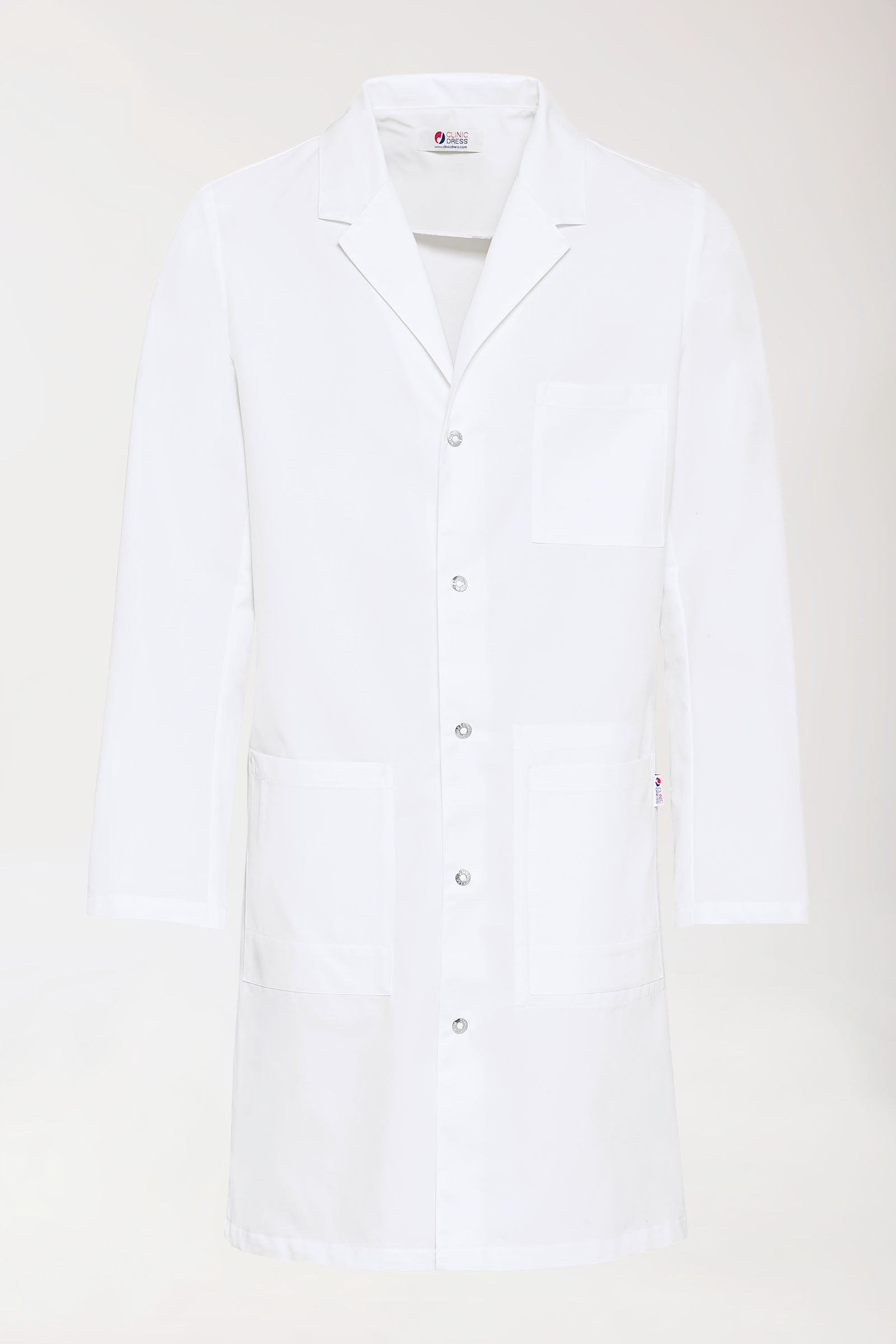 Mantel Herren - Reverskragen - Druckknopfleiste weiss, Vue de face 