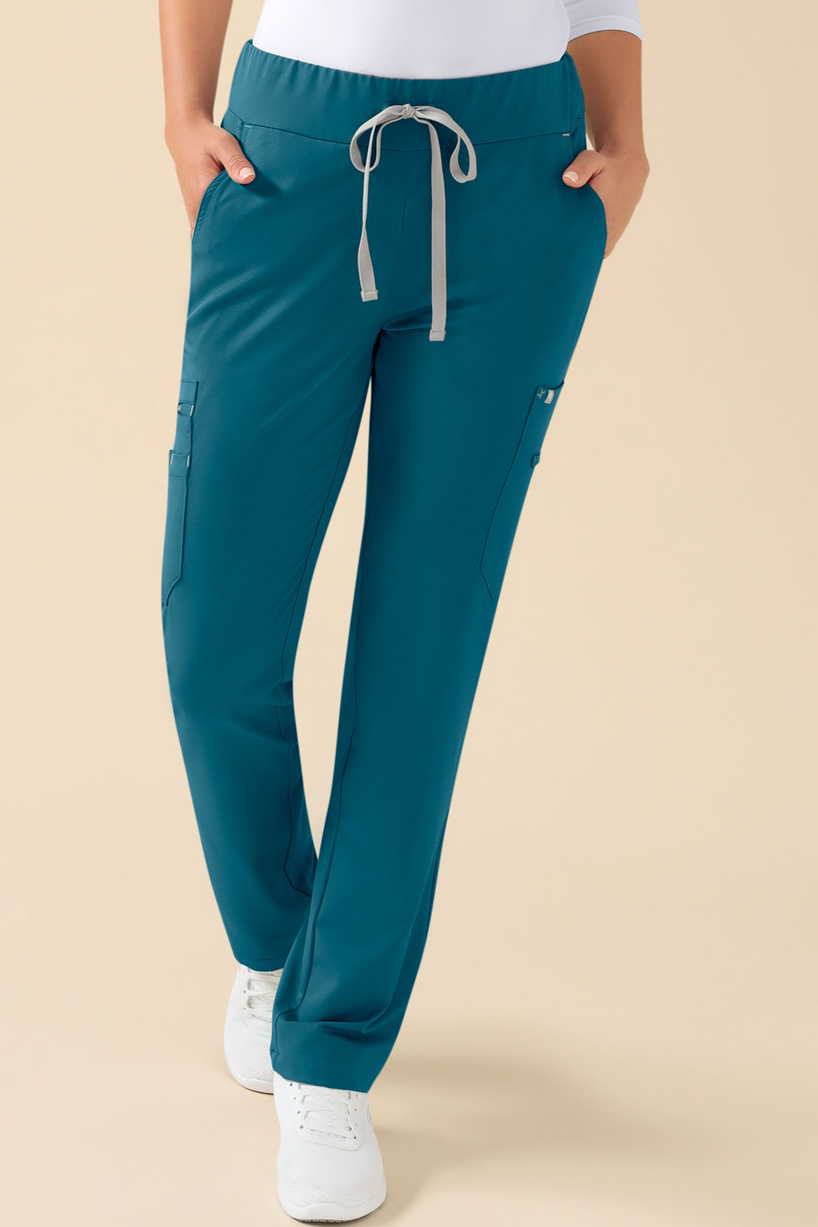 KAERE Hose Damen - gerader Saum mit Beintaschen petrol, Vue de face 