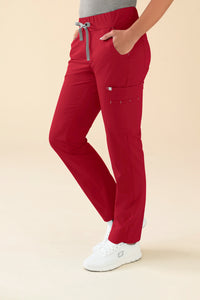 KAERE Hose Damen - gerader Saum mit Beintaschen rot