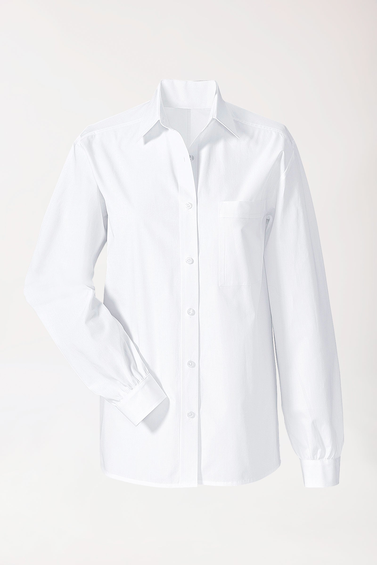 Bluse Weiss Langarm 100% Baumwolle, Vorderansicht 