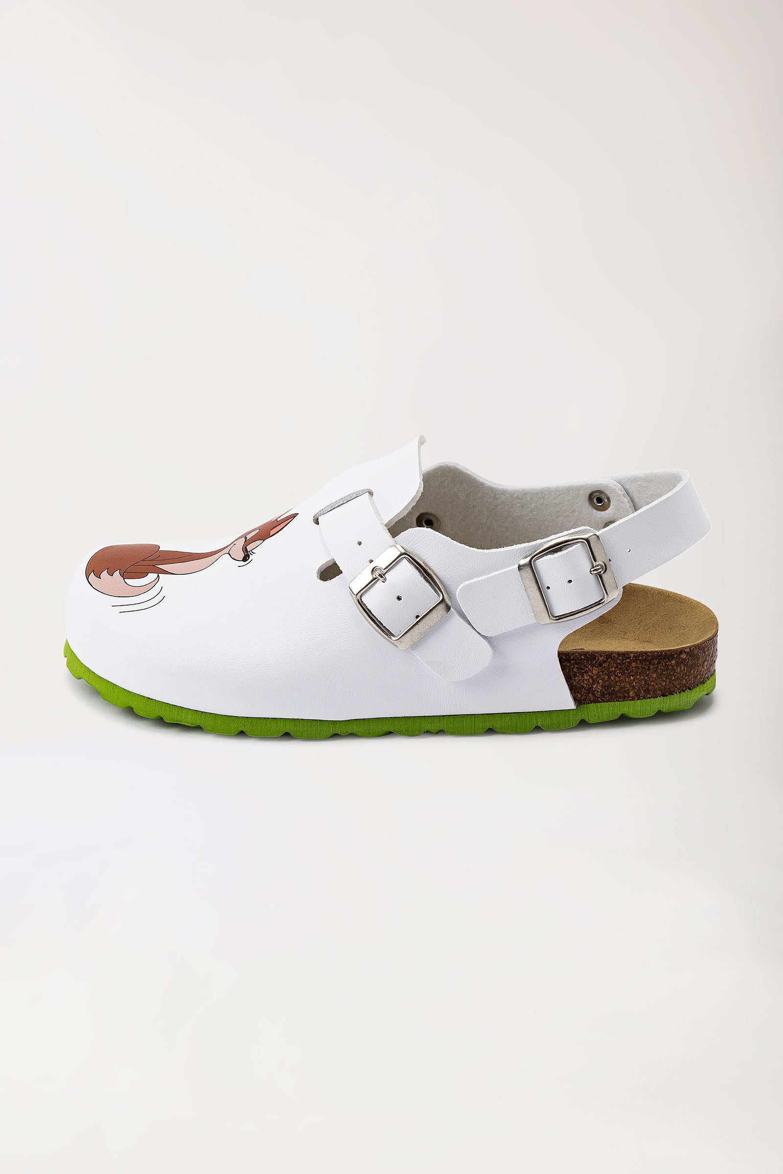 Damen Clog weiss/apfelgrün, Vorderansicht 