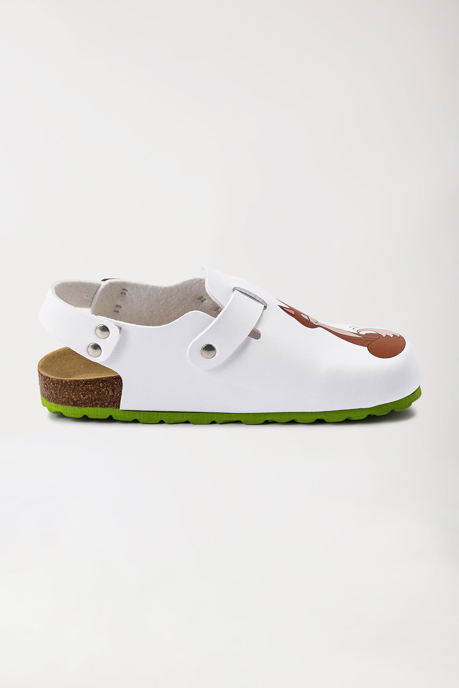 Damen Clog weiss/apfelgrün, Vorderansicht 