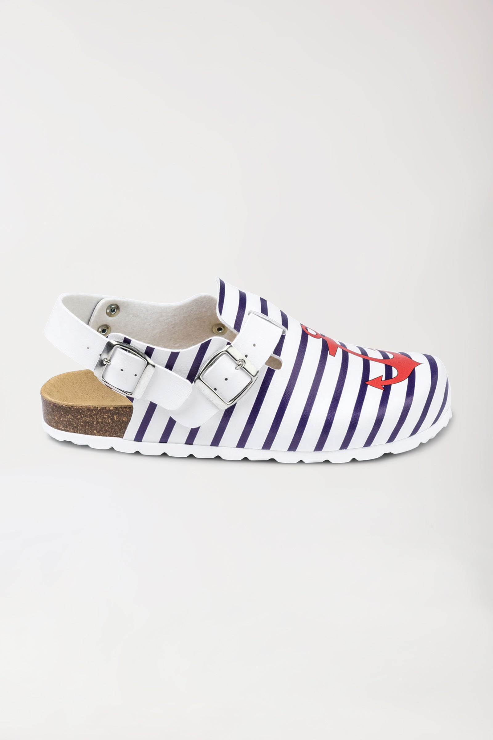 Damen Clog weiss/marine/rot, Vue de face 
