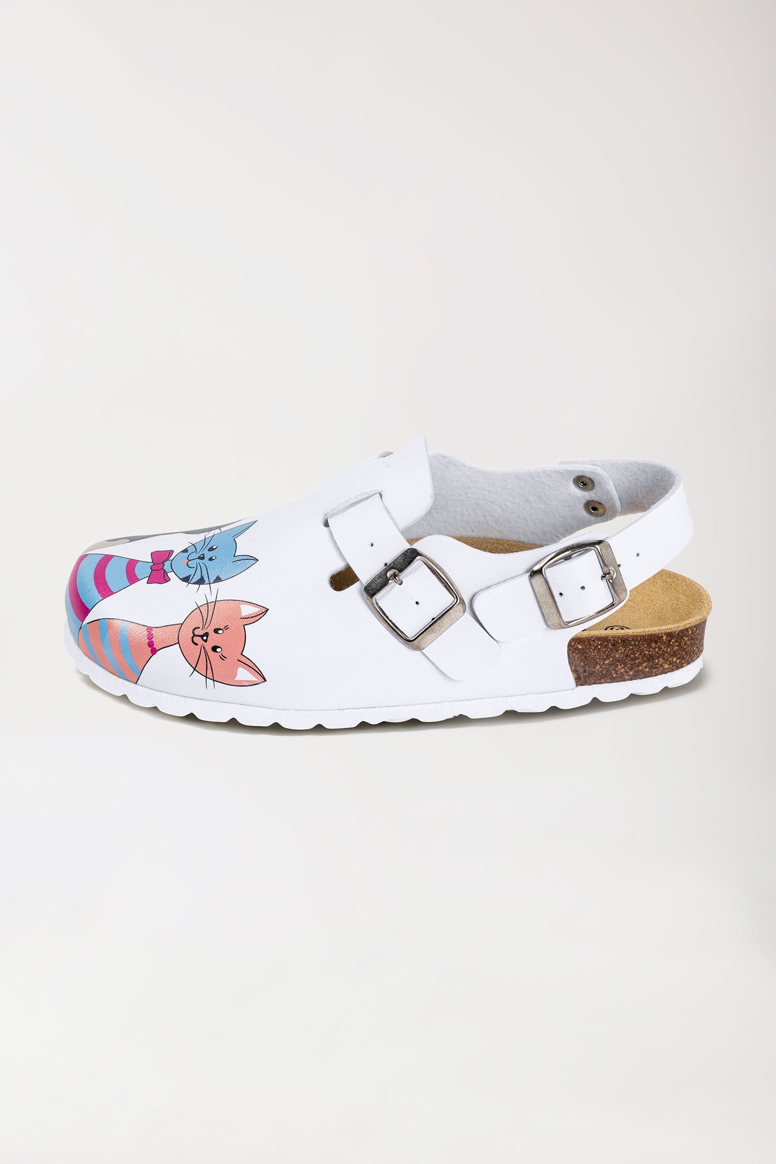 Damen Clog weiss/pfirsichrosa/blau, Vue de face 