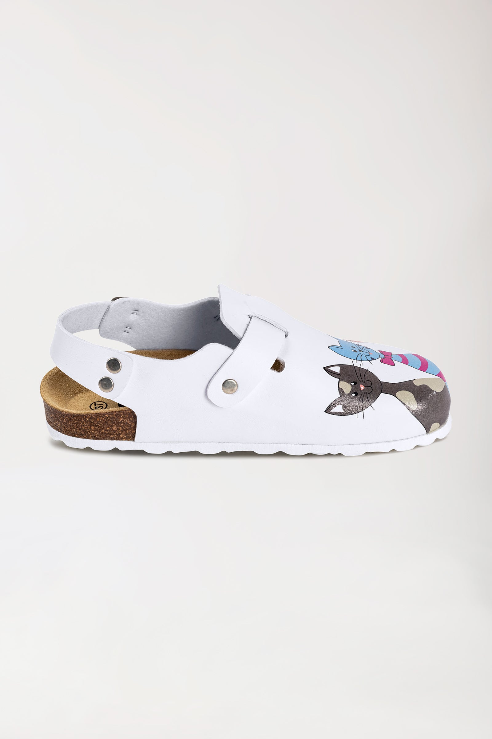 Damen Clog weiss/pfirsichrosa/blau, Vue de face 