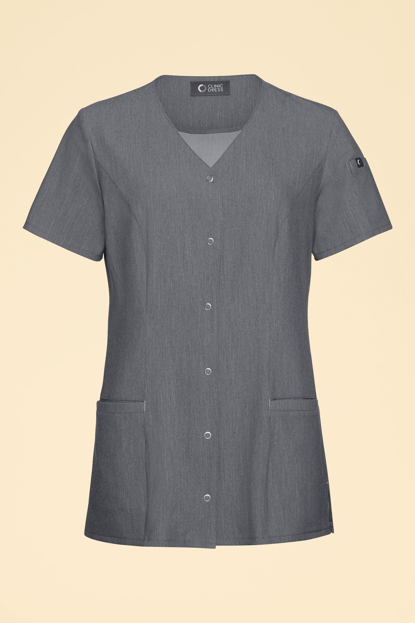 KAERE Kasack Damen - durchgeknöpft dunkelgrau melange, Vorderansicht 