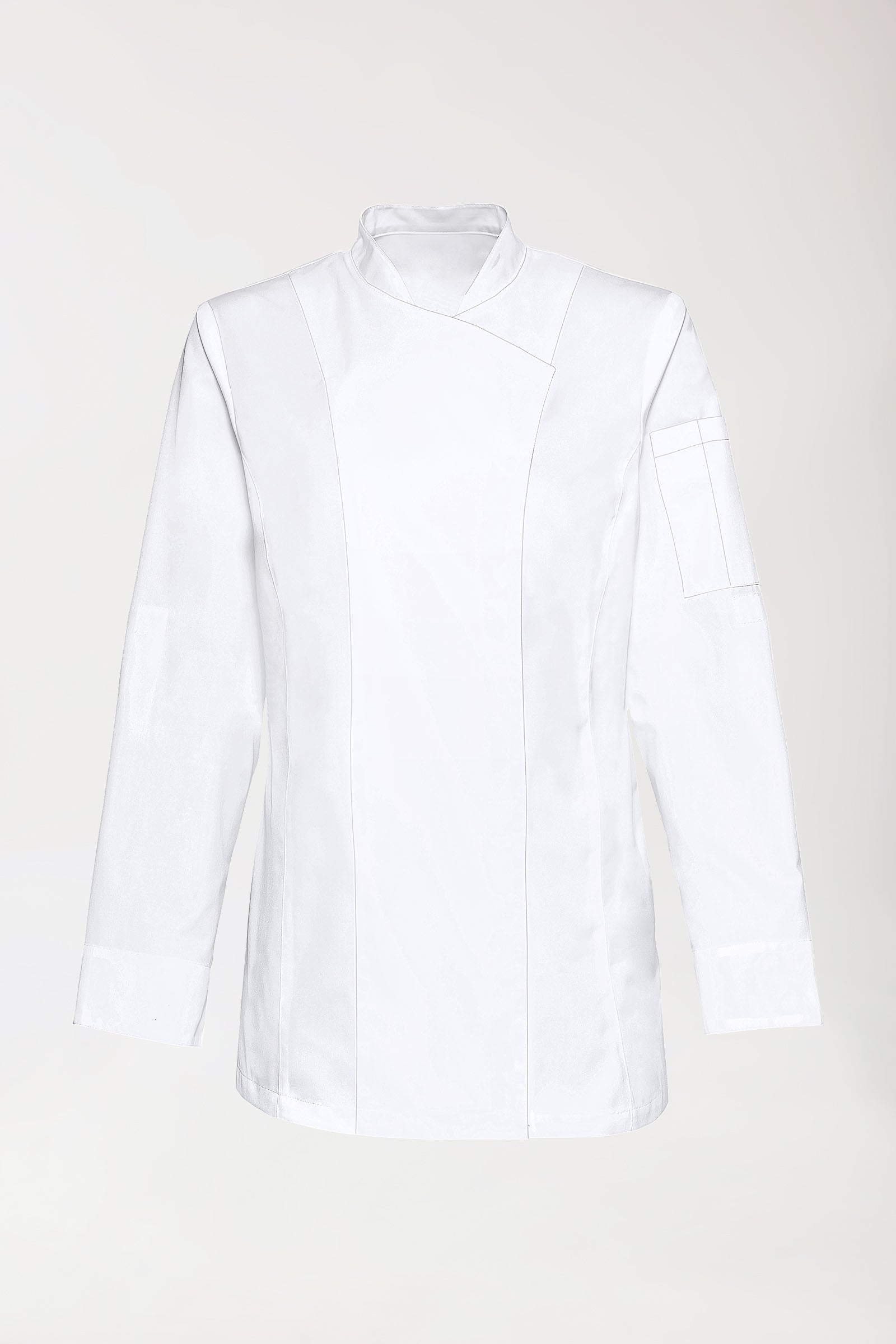 Gastro Kochjacke Damen - 1/1 Arm weiss, Vorderansicht 
