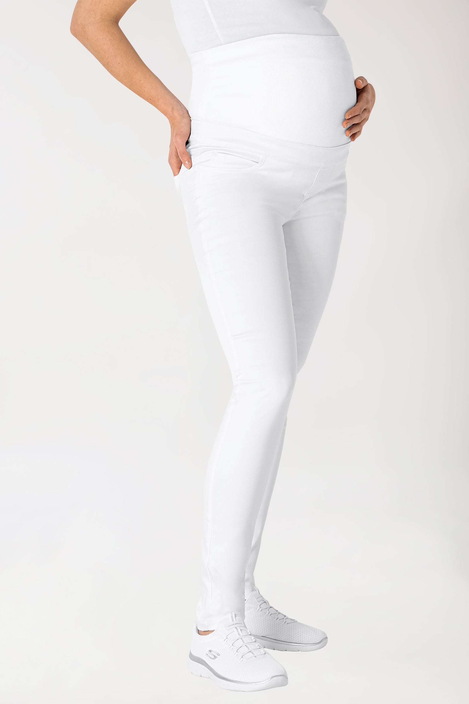 Comfort Stretch Umstandshose - elastischer Strickbund weiss