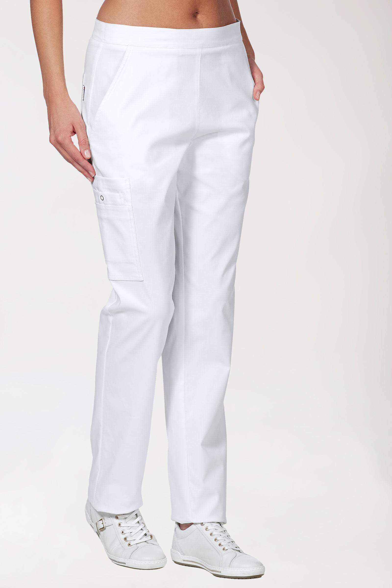 CLINIC STRETCH Hose Unisex - mit Beintasche weiss