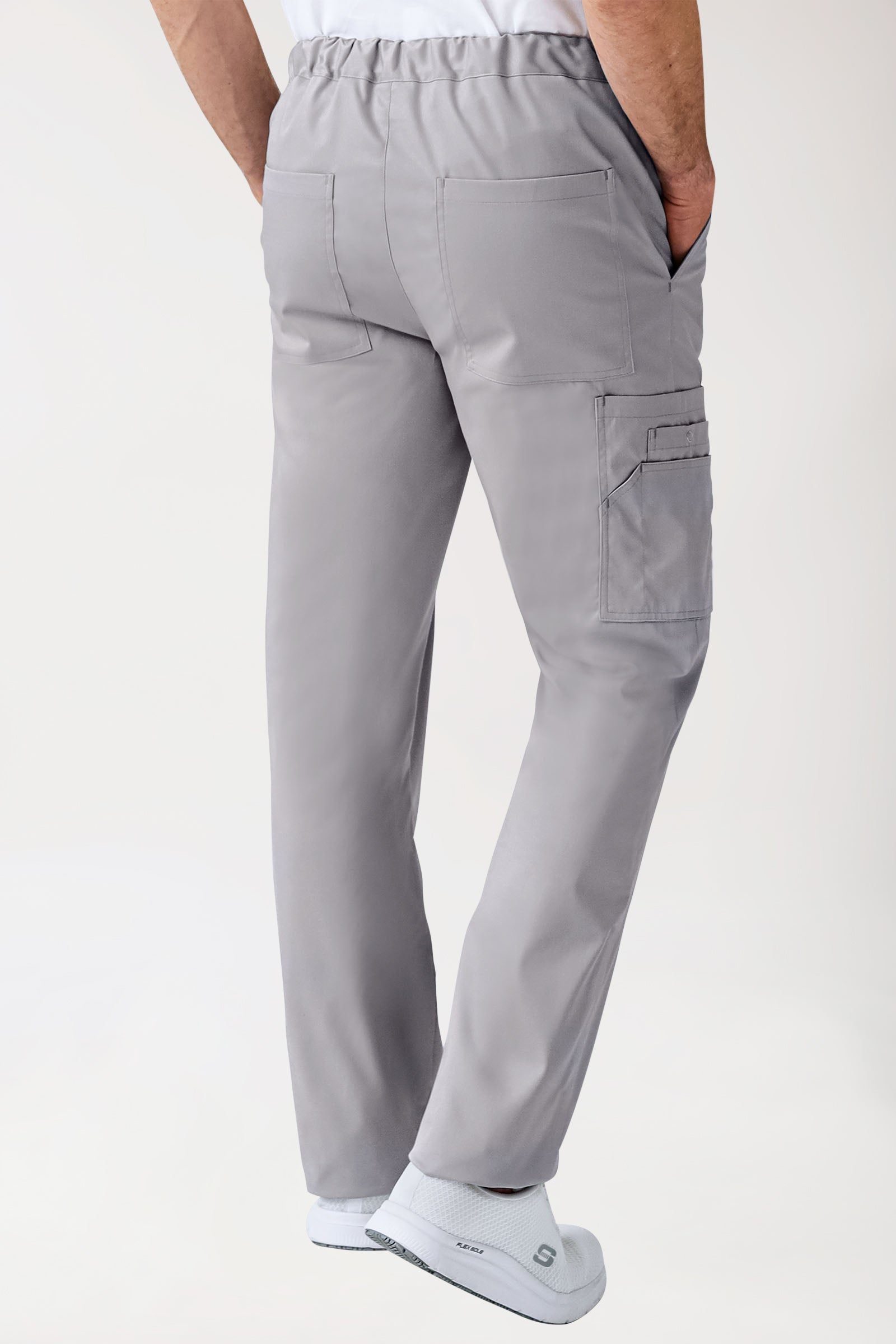 CLINIC STRETCH Hose Unisex - mit Beintasche grau, Vorderansicht 