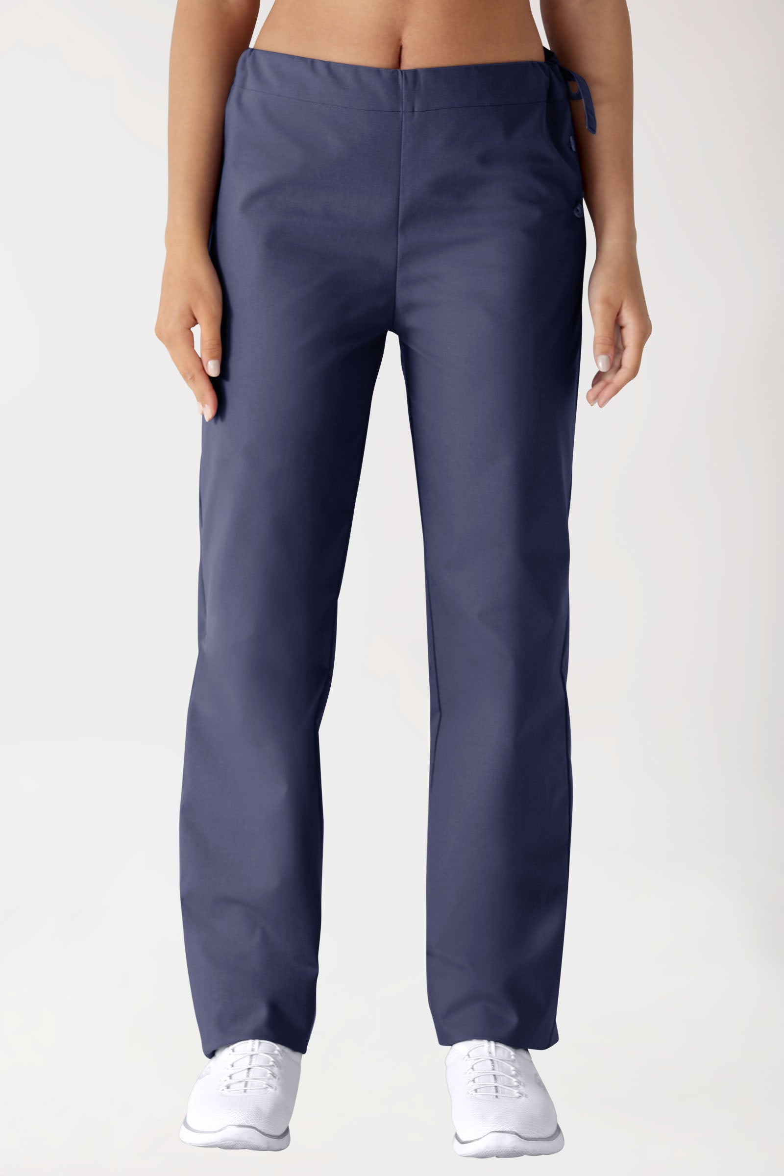 Baumwoll Hose Unisex - seitlicher Knopfverschluss light navy, Vue de face 