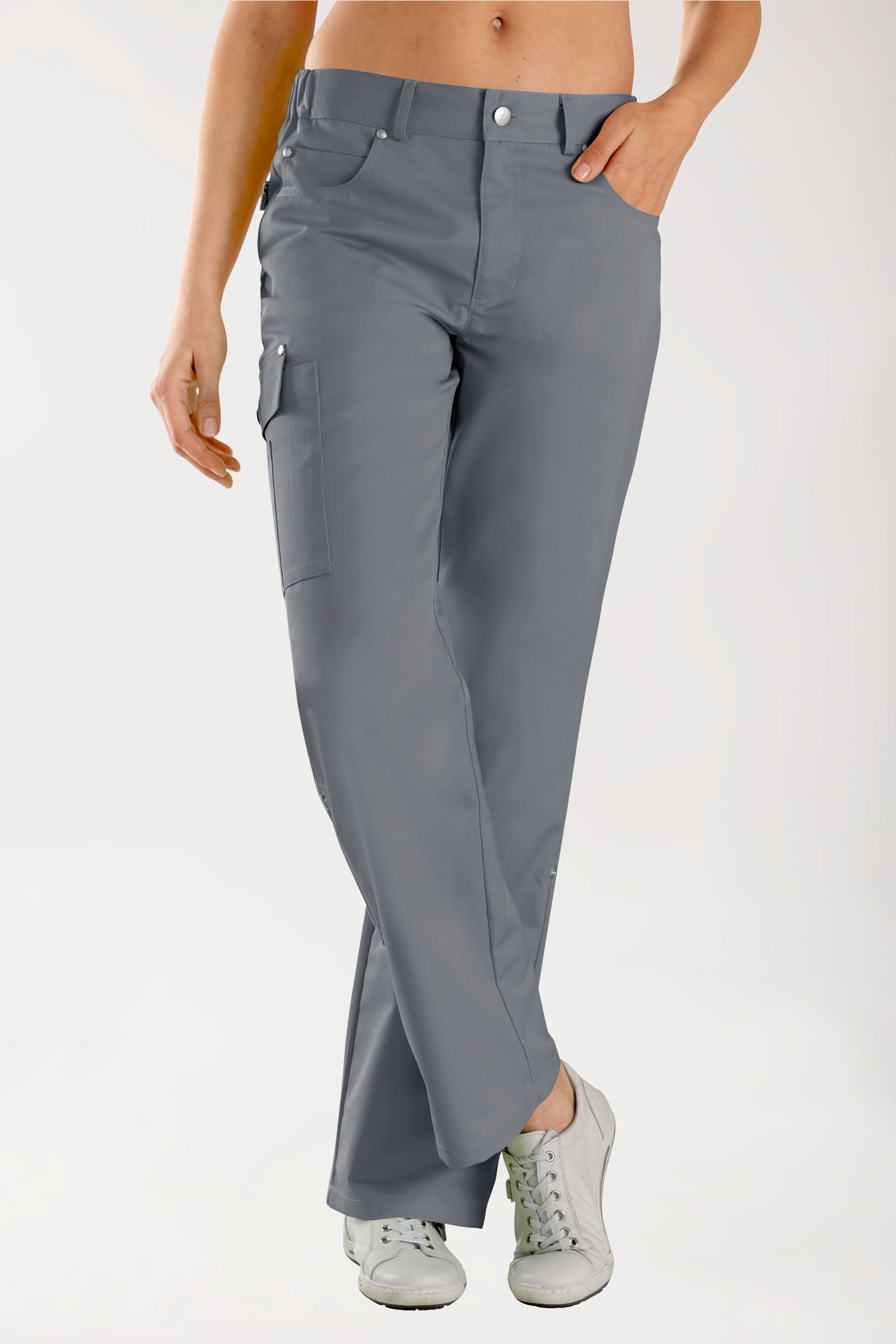 JUST STRONG Hose Unisex - Teilgummibund steingrau, Vorderansicht 