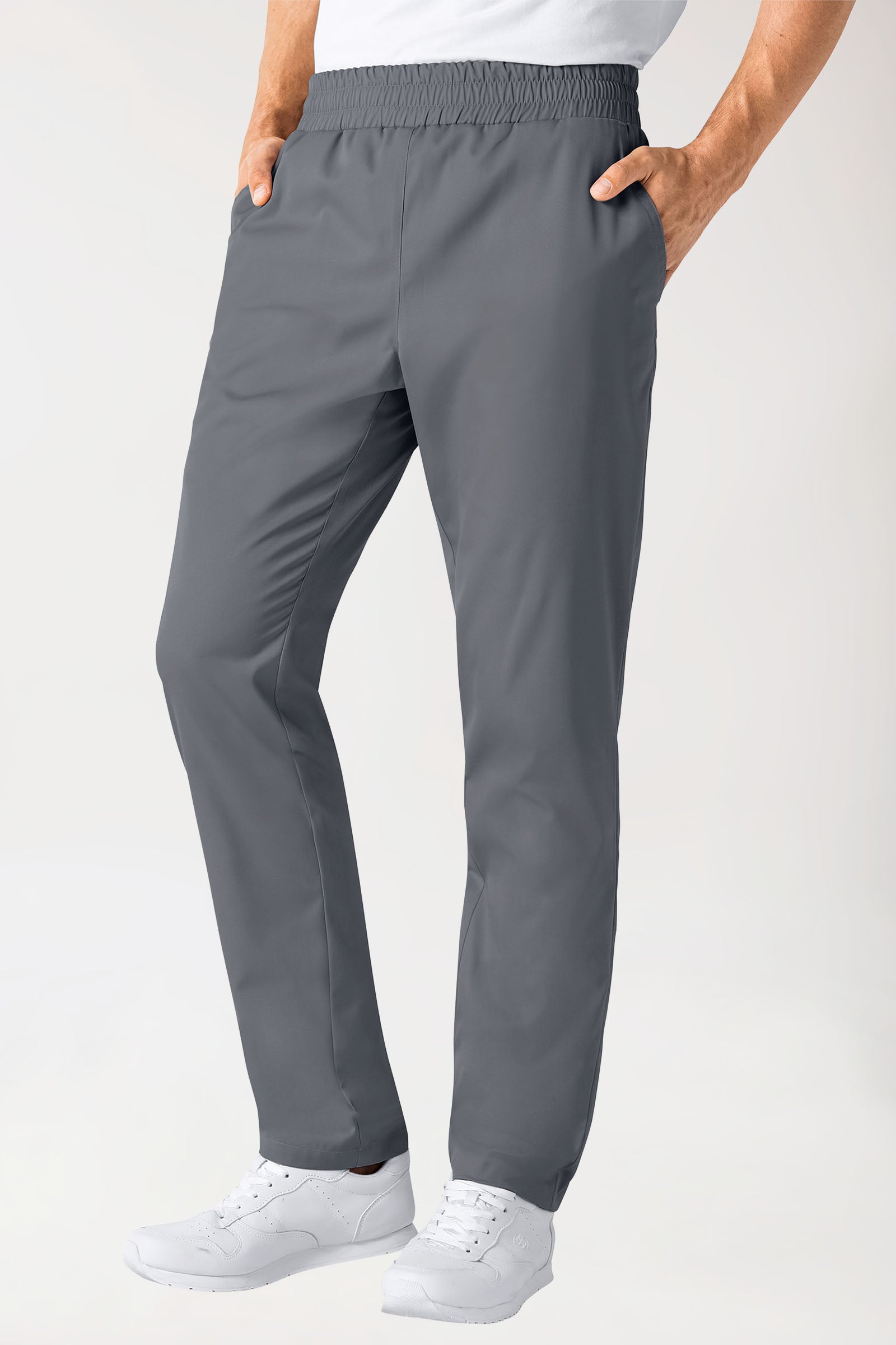 Hose Unisex - hoher Bund steingrau, Vorderansicht 