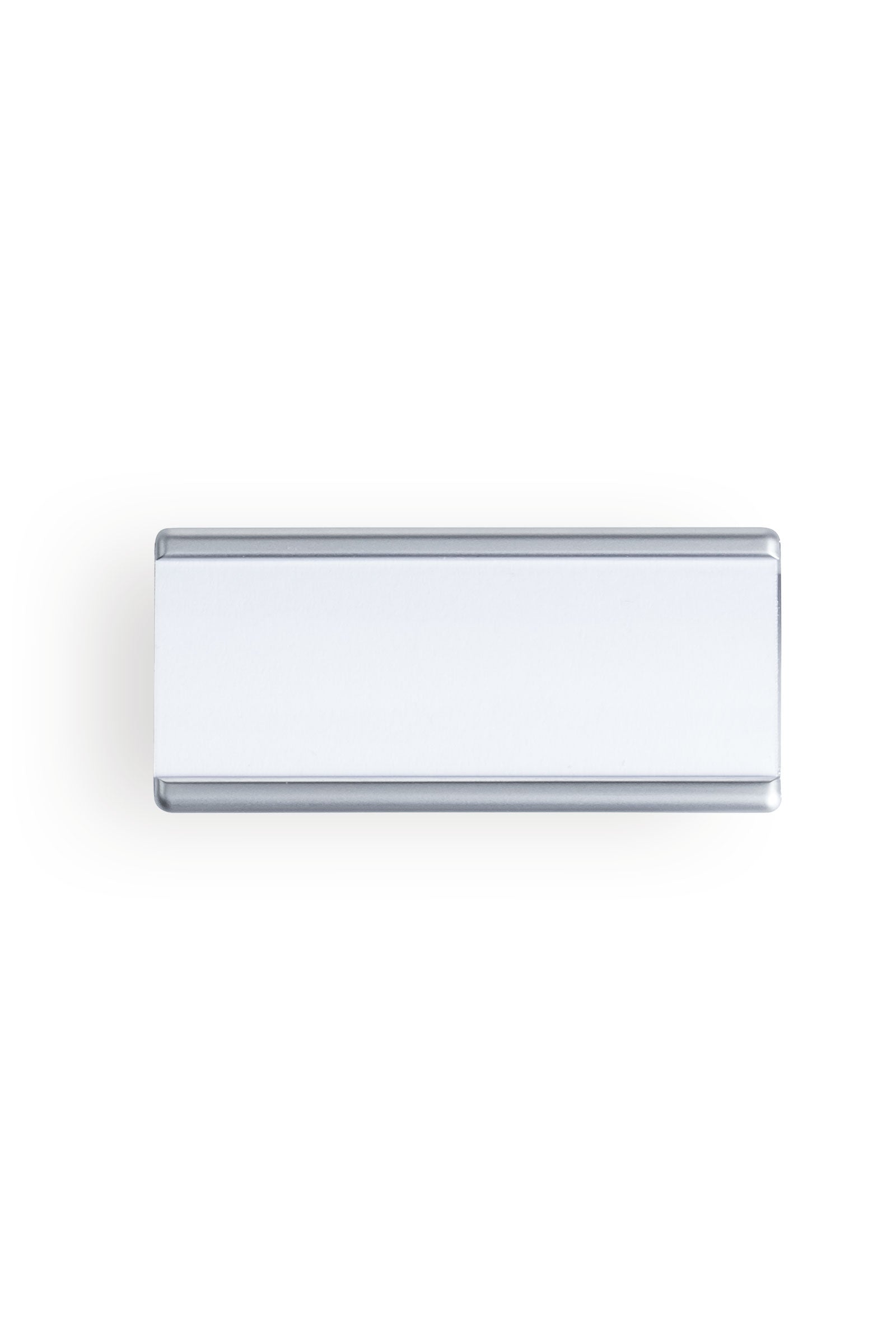Namensschild Anstecker Silber Metallic 7x3 cm, Vorderansicht 