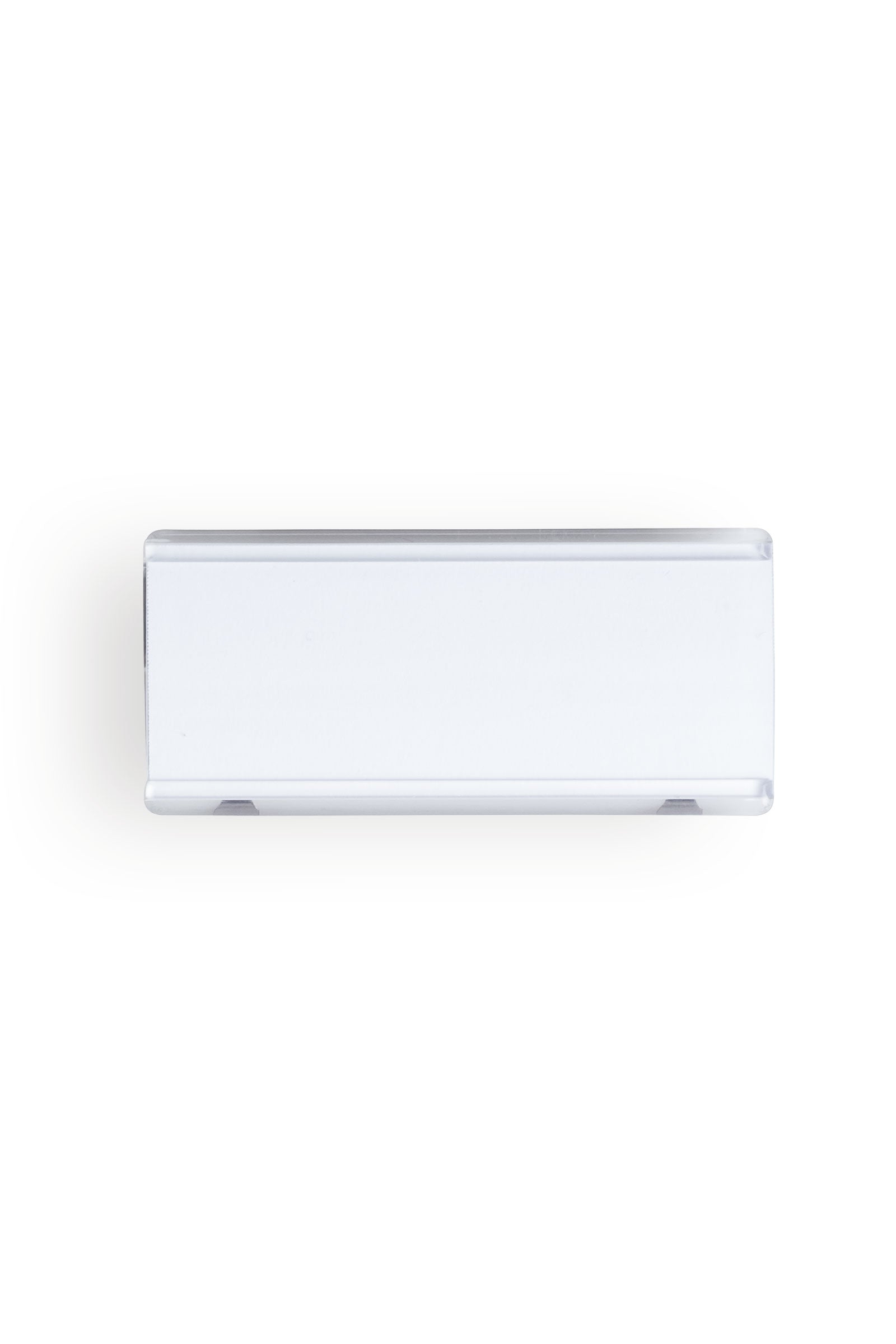 Namensschild Anstecknadel Transparent 7x3 cm, Vorderansicht 