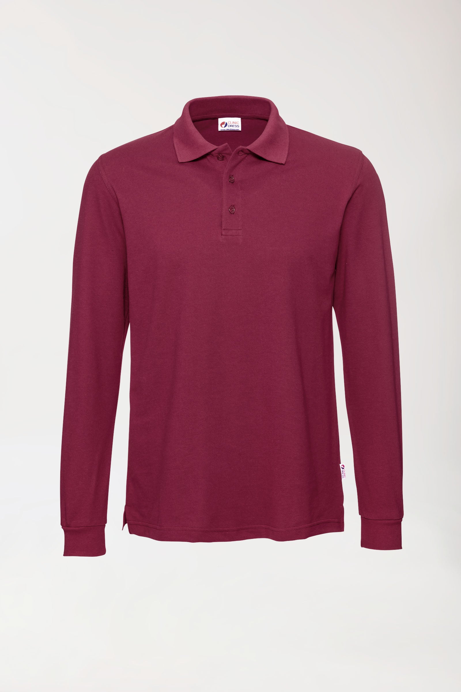 Langarm-Poloshirt Bordeaux Unisex, Vorderansicht 