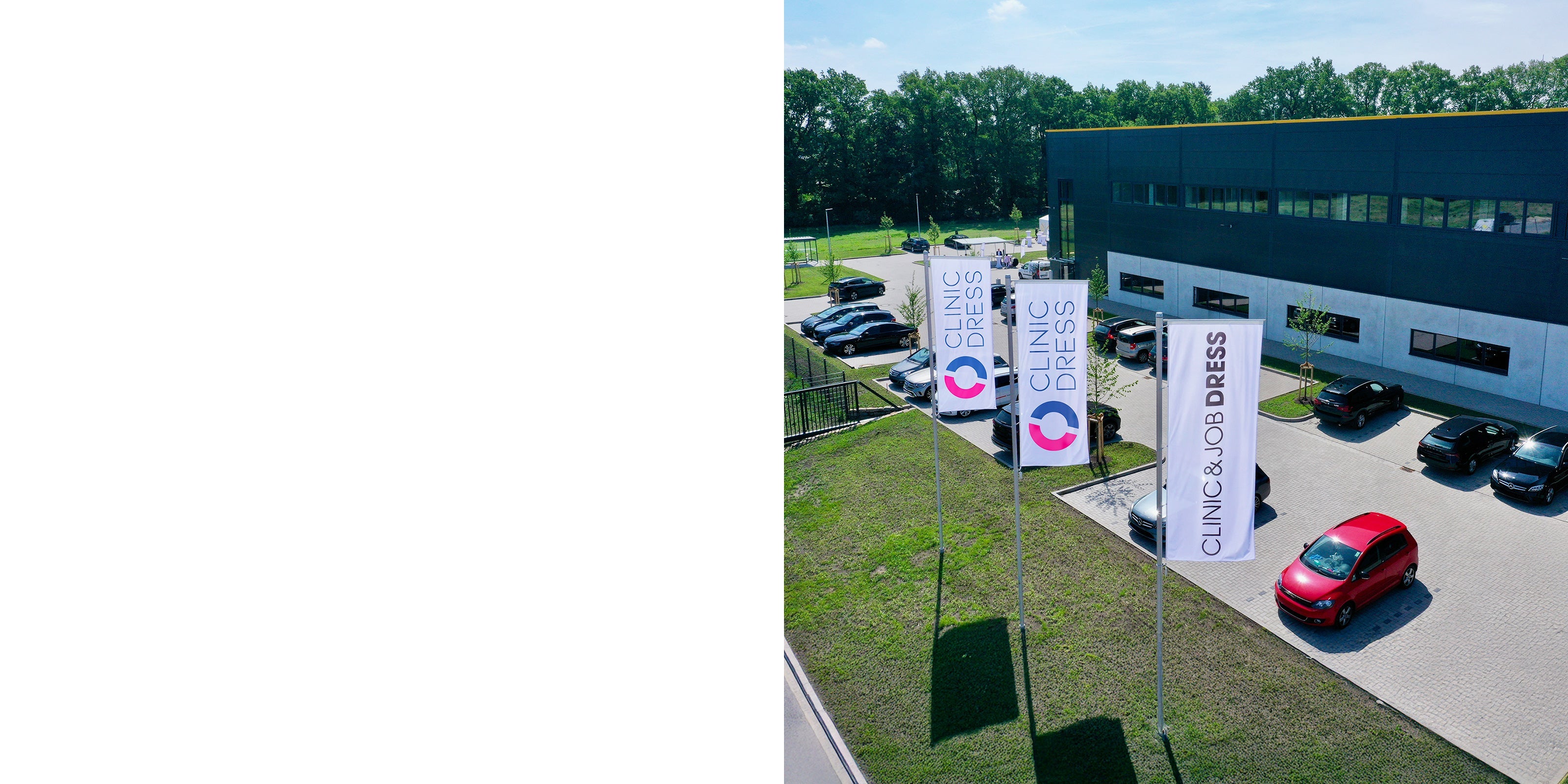 Drohnen-Aufnahme vom Betriebsgelände von CLINIC & JOB DRESS